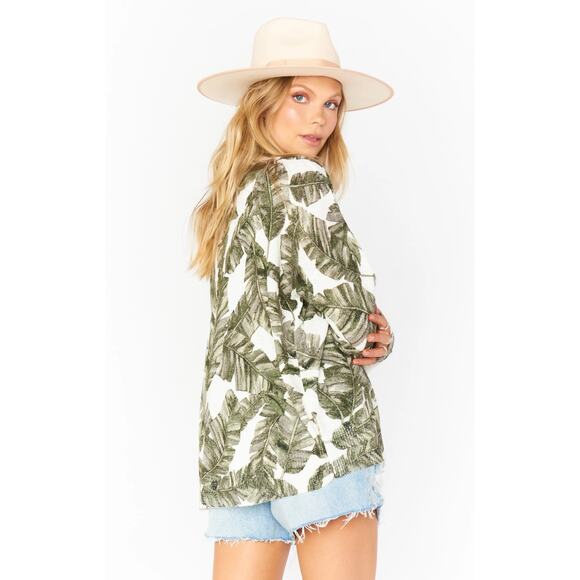 Show Me Your Mumu Woodsy Oversized Sweater in Green Palm Print size Large - Picture 5 of 7